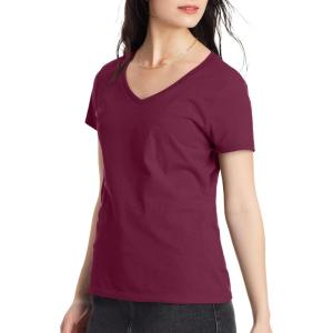 Hanes Women’s Nano Premium Cotton V-Neck T-Shirt Pack(Maroon – 2 Pack)
