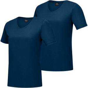Hanes Women’s Nano Premium Cotton V-Neck T-Shirt Pack(Navy – 2 Pack)