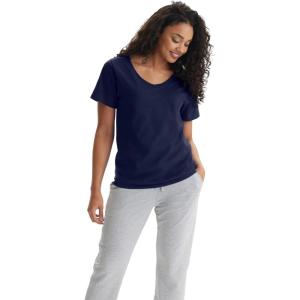 Hanes Women’s Nano Premium Cotton V-Neck T-Shirt Pack(Purple – 1 Pack)