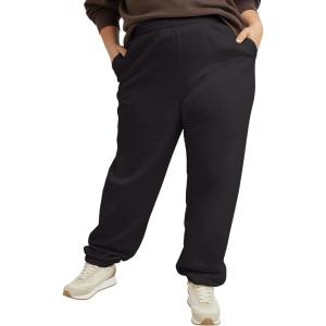 Hanes Womens Originals Midweight Fleece Joggers, Sweatpants with Pockets, Place Flowers, 30″, Plus(Black)