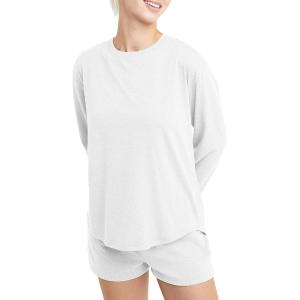 Hanes Womens Originals Tri-Blend Long-Sleeve T-Shirt, Crewneck Tee for Women, Relaxed Fit, Plus Sizes(Eco White)