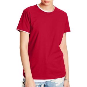 Hanes Women’s Perfect-T Crewneck T-Shirt, Lightweight Cotton Short Sleeve Tee for Women(Deep Red)