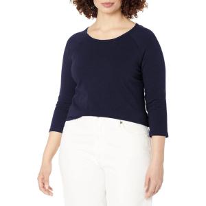 Hanes Women’s Raglan Sleeve Stretch Cotton Crewneck Tee(Navy)