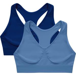 Hanes Women’s Seamless Racerback Bra, Pullover Full-Coverage Bralette, 2-Pack(Denim Jacket Blue/Navy Eclipse)