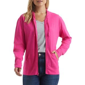 Hanes Women’s Slub Knit Full-Zip Hoodie, Textured Cotton Zip-Up T-Shirt Hoodie for Women(Amaranth)