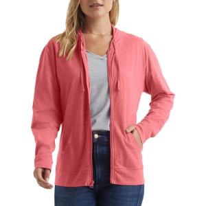 Hanes Women’s Slub Knit Full-Zip Hoodie, Textured Cotton Zip-Up T-Shirt Hoodie for Women(Briny Pink)