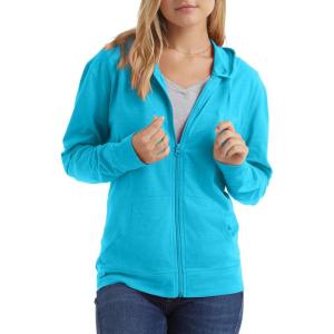 Hanes Women’s Slub Knit Full-Zip Hoodie, Textured Cotton Zip-Up T-Shirt Hoodie for Women(Process Blue)