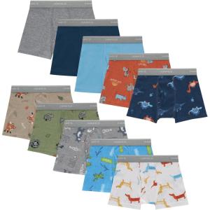 Hanes boys Hanes Boys’ and Toddler Underwear, Comfort Flex Wb Boxer Briefs, 10-pack(Days of the Week  Blue  Tan  Green)