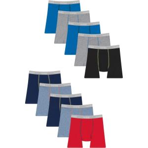 Hanes boys Hanes Boys’ and Toddler Underwear, Comfort Flex Wb Boxer Briefs, 10-pack(Grey/Blue/Black/Red – 10 Pack)