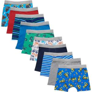 Hanes boys Hanes Boys’ and Toddler Underwear, Comfort Flex Wb Boxer Briefs, 10-pack(Solids/Stripes/Prints – 10 Pack)