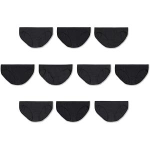 Hanes womens High-cut Panties Pack, High-waisted Briefs, Moisture-wicking Cotton Underwear, 10-pack (Colors May Vary)(10 Pack – Black)