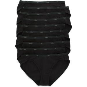 Hanes womens High-cut Panties Pack, High-waisted Briefs, Moisture-wicking Cotton Underwear, 10-pack (Colors May Vary)(All Black)