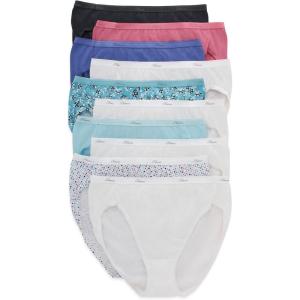 Hanes womens High-cut Panties Pack, High-waisted Briefs, Moisture-wicking Cotton Underwear, 10-pack (Colors May Vary)(Solid/Print Mix)