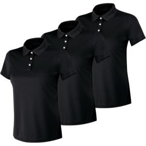 Hanes womens Performance Polo, Single or 3-Pack, Sport Cool DRI Moisture-Wicking Polo Shirt, 40+ UPF Protection(Black – 3 Pack)