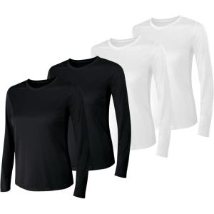 Hanes womens Sport Cool Dri Performance T-shirt, Short Or Long Sleeve(Black/White – 4 Pack)
