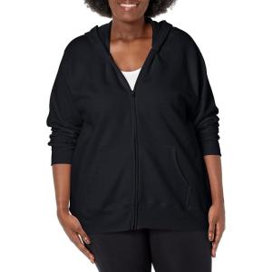 JUST MY SIZE Plus Size ComfortSoft EcoSmart Fleece Full-Zip Women’s Hoodie(Ebony)