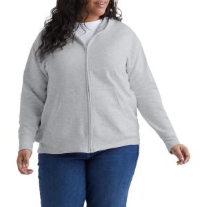 JUST MY SIZE Plus Size ComfortSoft EcoSmart Fleece Full-Zip Women’s Hoodie(Light Steel)