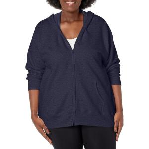 JUST MY SIZE Plus Size ComfortSoft EcoSmart Fleece Full-Zip Women’s Hoodie(Navy Heather)