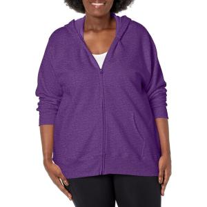 JUST MY SIZE Plus Size ComfortSoft EcoSmart Fleece Full-Zip Women’s Hoodie(Violet Splendor Heather)