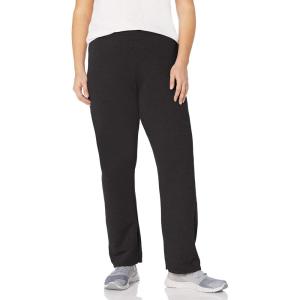 JUST MY SIZE Women’s Plus Size EcoSmart Sweatpants, Open Leg Fleece Pants, 30.5″(Ebony)