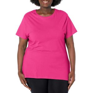 JUST My Size Womens Plus-Size Short Sleeve Crew Neck Tee(Amaranth)