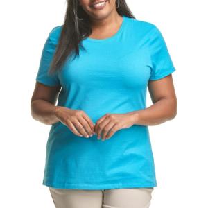 JUST My Size Womens Plus-Size Short Sleeve Crew Neck Tee(Process Blue)