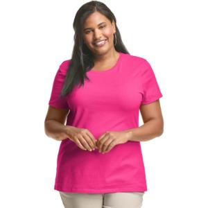 JUST My Size Womens Plus-Size Short Sleeve Crew Neck Tee(Sizzling Pink)