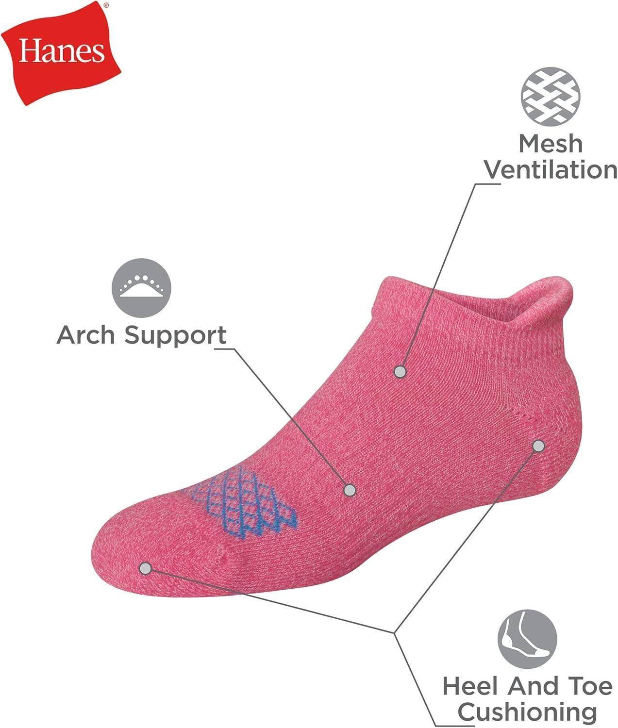 imageHanes Girls Comfort Fit Heel Shield and No Show Socks 10Pair PacksHeel Shield Assorted 10 Pack