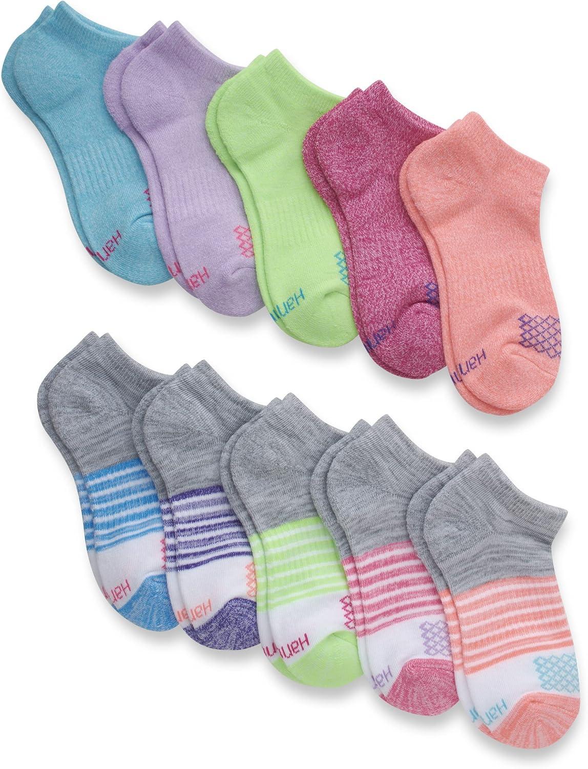 imageHanes Girls Comfort Fit Heel Shield and No Show Socks 10Pair PacksNo Show Assorted 10 Pack