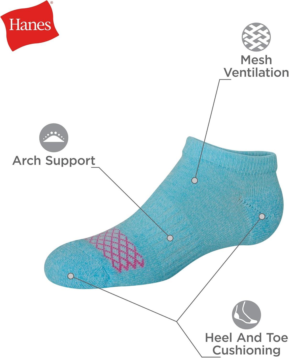 imageHanes Girls Comfort Fit Heel Shield and No Show Socks 10Pair PacksNo Show Assorted 10 Pack