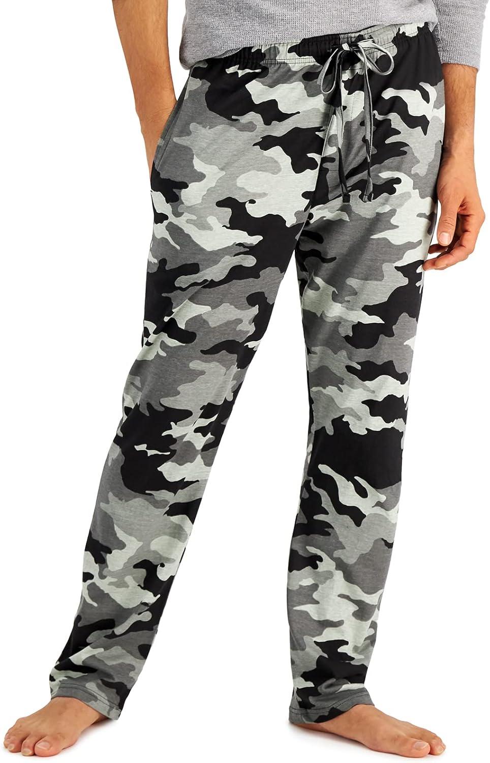 imageHanes Mens ComfortSoft Cotton Printed Lounge Pants 31quot Inseam Pockets DrawstringElastic WaistBlack Grey Camo