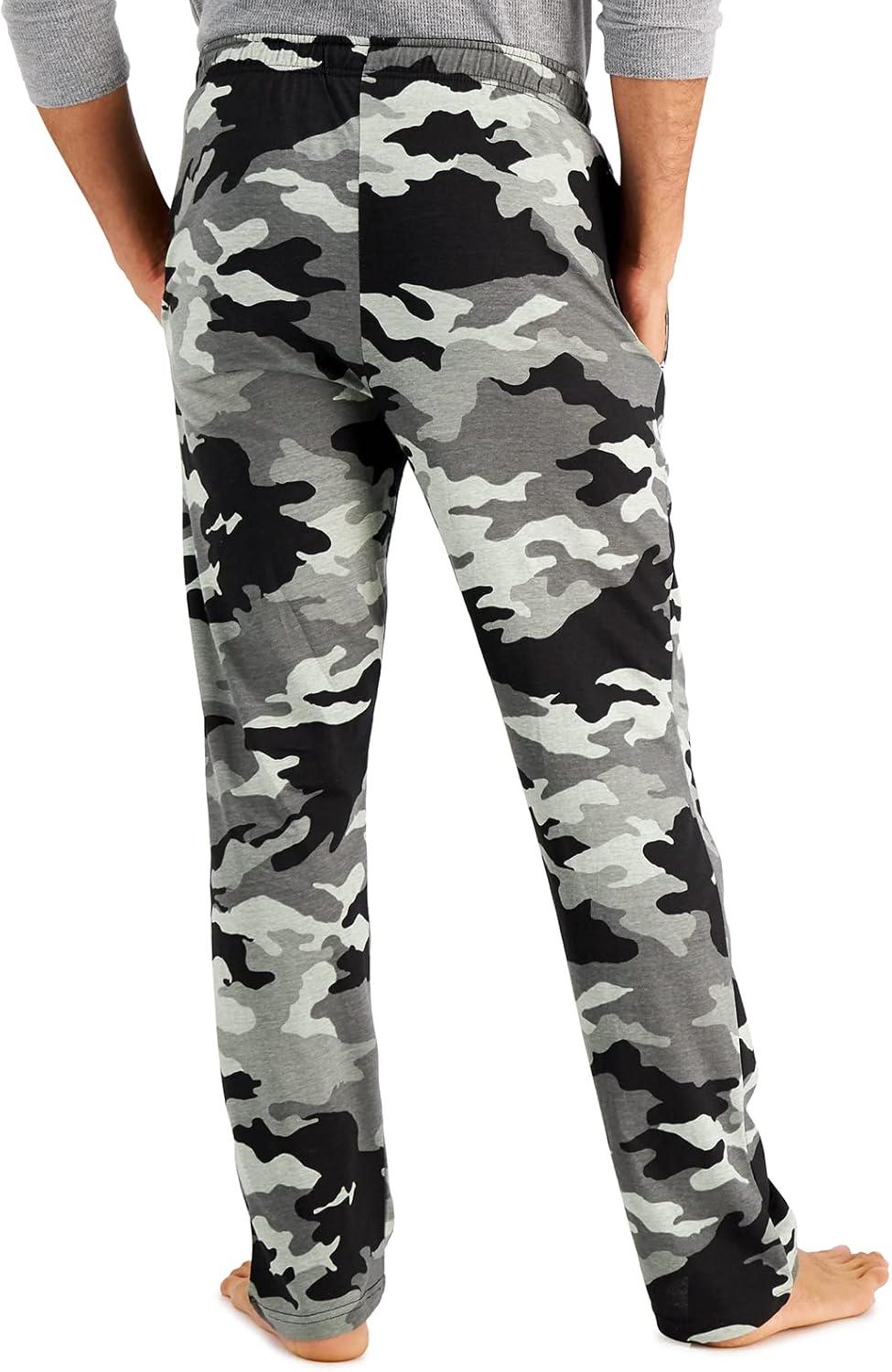 imageHanes Mens ComfortSoft Cotton Printed Lounge Pants 31quot Inseam Pockets DrawstringElastic WaistBlack Grey Camo