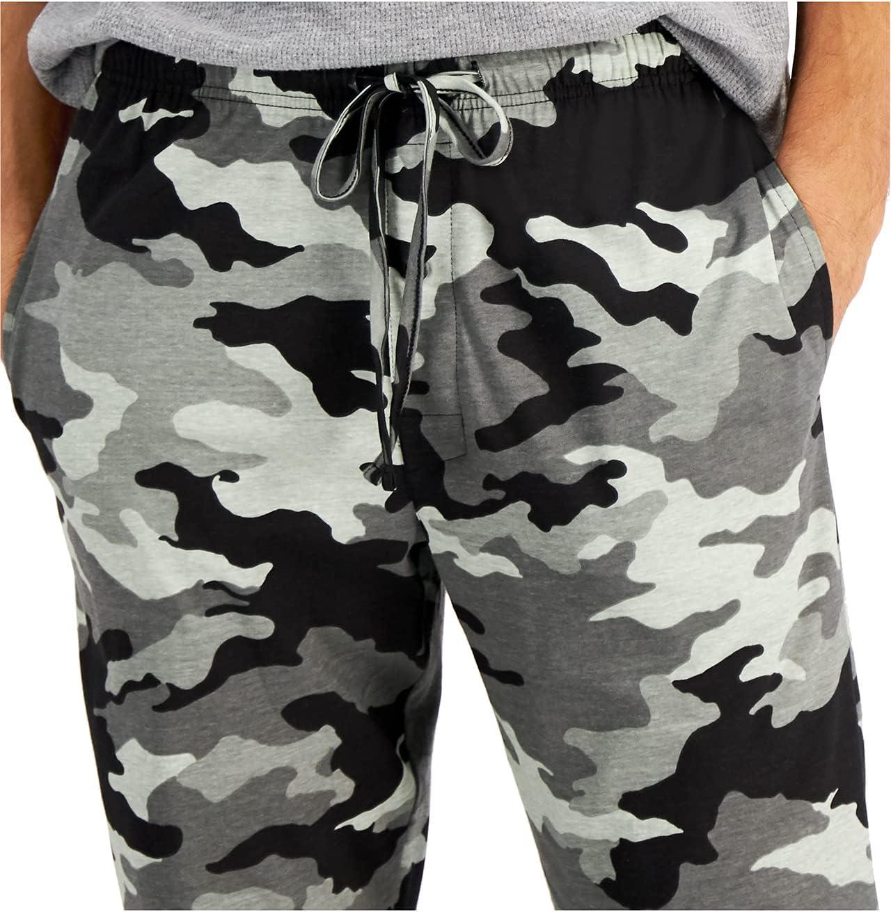 imageHanes Mens ComfortSoft Cotton Printed Lounge Pants 31quot Inseam Pockets DrawstringElastic WaistBlack Grey Camo