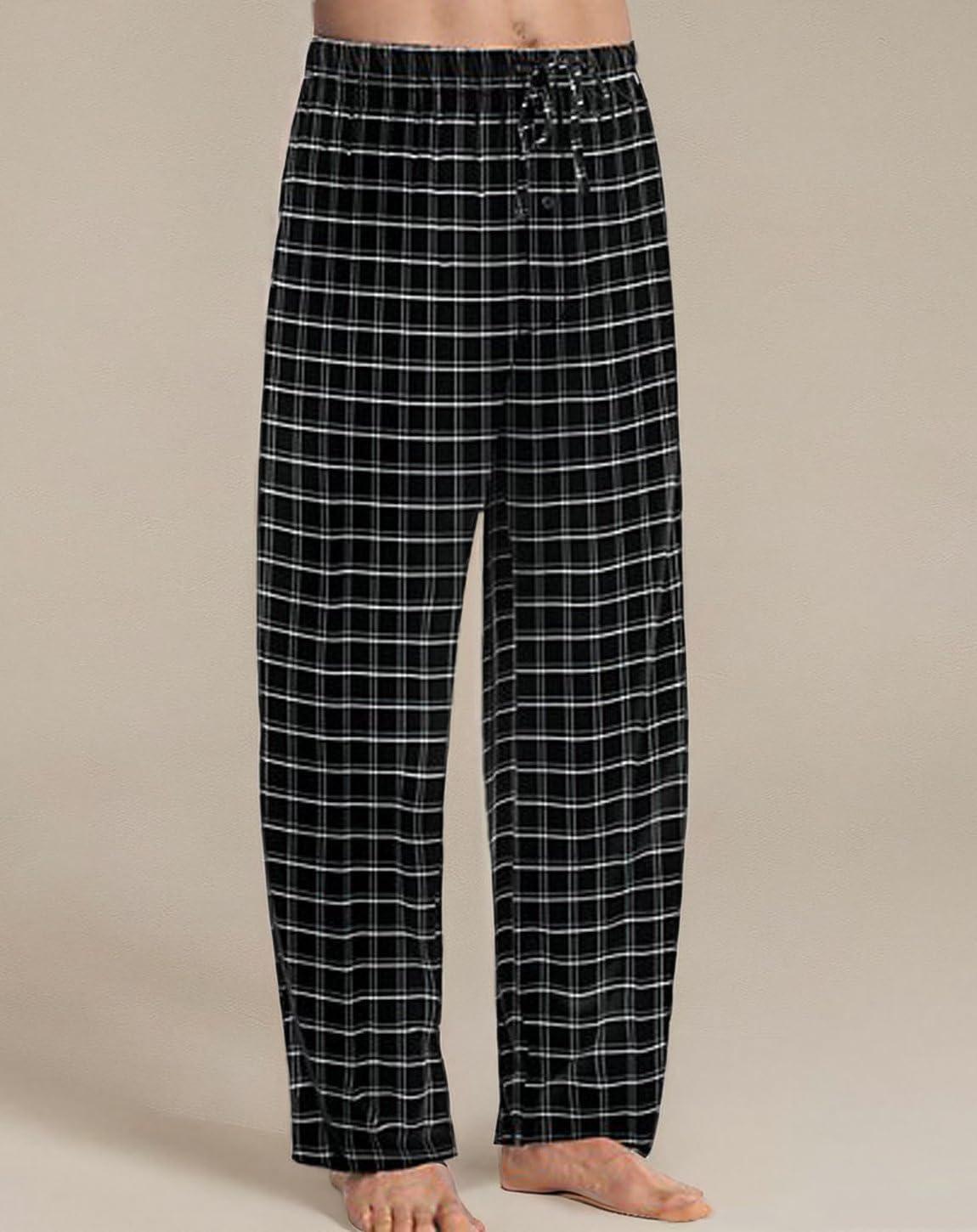 imageHanes Mens ComfortSoft Cotton Printed Lounge Pants 31quot Inseam Pockets DrawstringElastic WaistBlack Graph Plaid