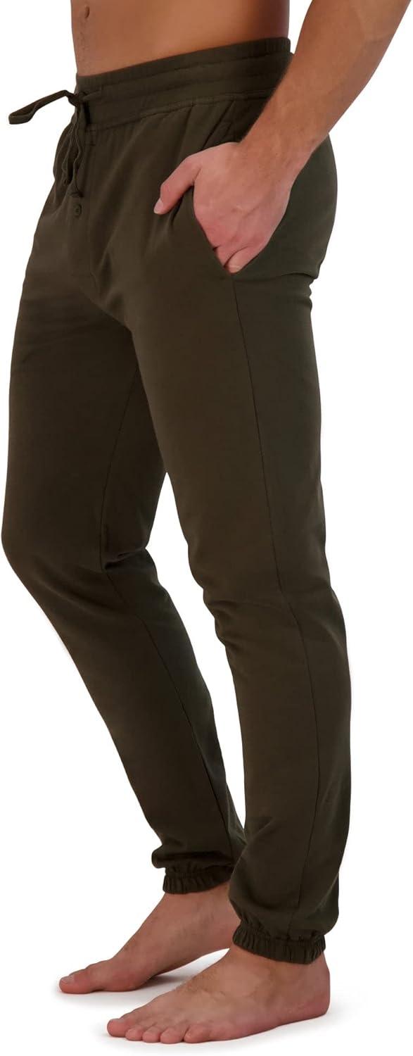 imageHanes Mens Terry Cloth Jogger Set Pajama Sleep SetOat HeatherForest Night