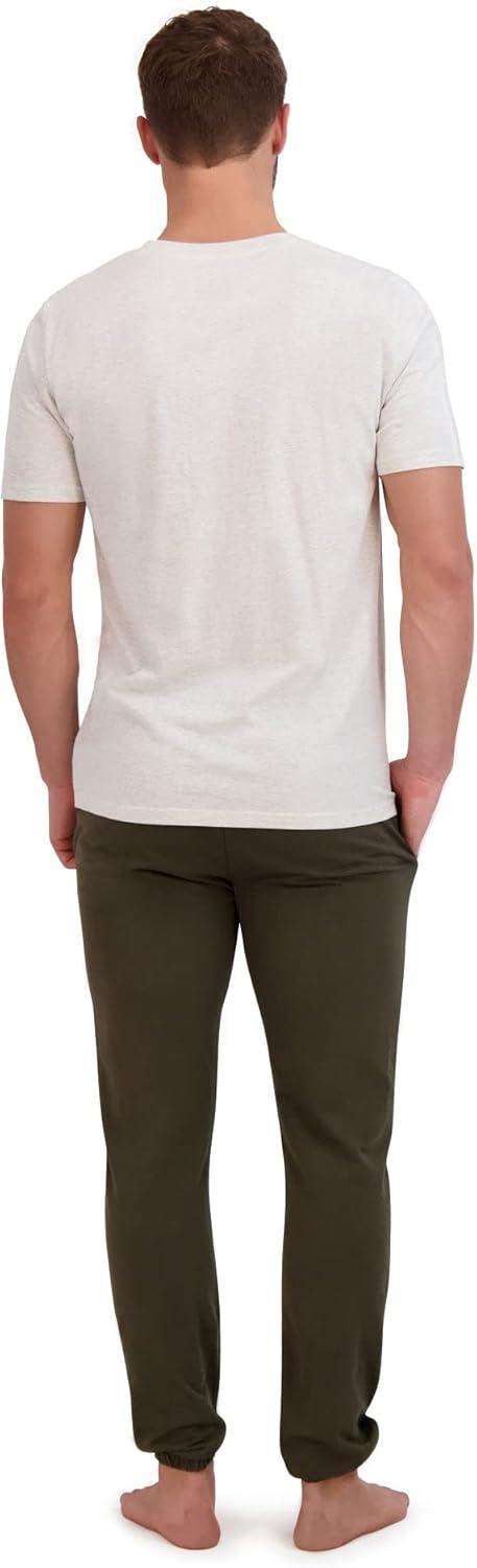 imageHanes Mens Terry Cloth Jogger Set Pajama Sleep SetOat HeatherForest Night