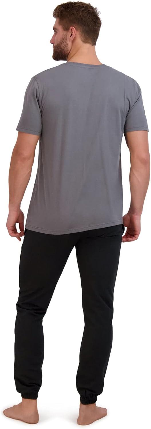 imageHanes Mens Terry Cloth Jogger Set Pajama Sleep SetPoppy SeedBlack