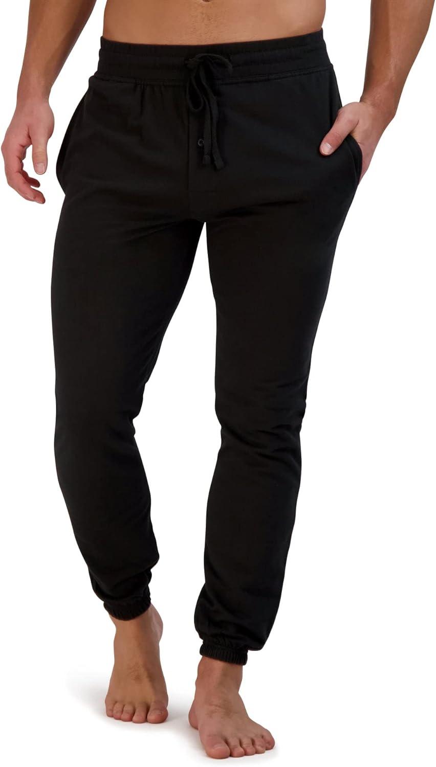 imageHanes Mens Terry Cloth Jogger Set Pajama Sleep SetPoppy SeedBlack