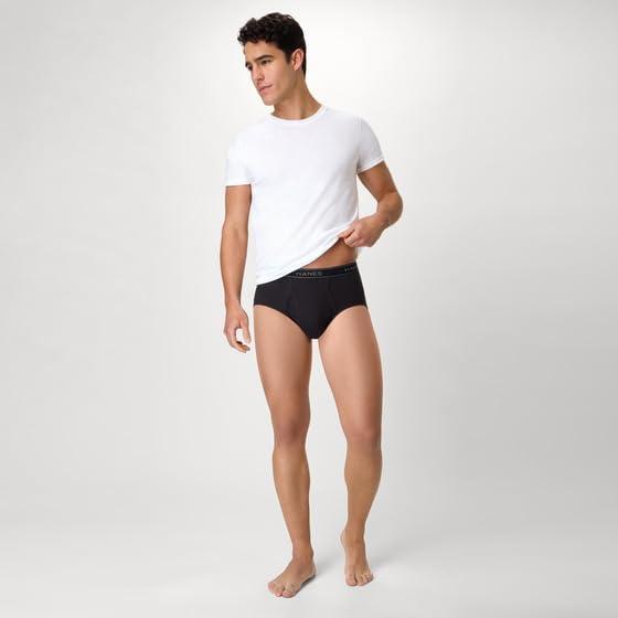 imageHanes Mens Underwear Brief Pack Dyed Cotton Briefs MoistureWicking Underwear for Men MidRise 12PackBlack Blue Green Grey Red