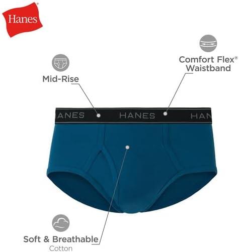 imageHanes Mens Underwear Brief Pack Dyed Cotton Briefs MoistureWicking Underwear for Men MidRise 12PackBlack Blue Green Grey Red