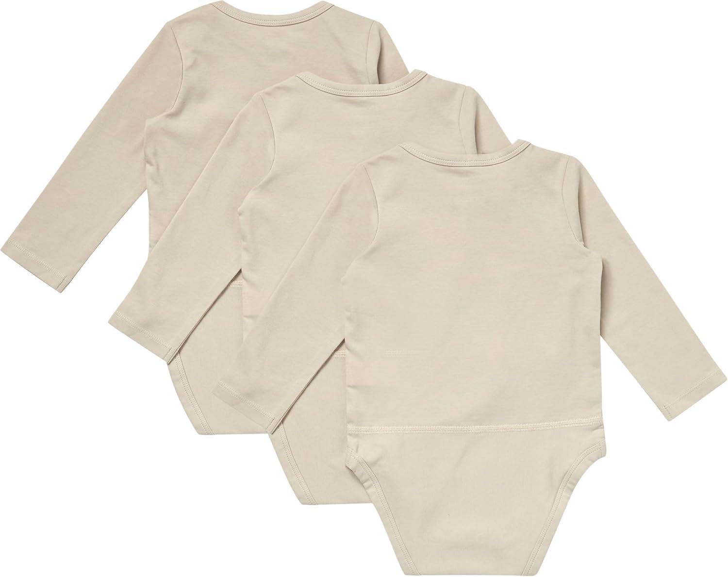 imageHanes Unisex Baby Pure Comfort Long Sleeve Bodysuits Infant Bodysuits Boys ampamp Girls 3packBeige
