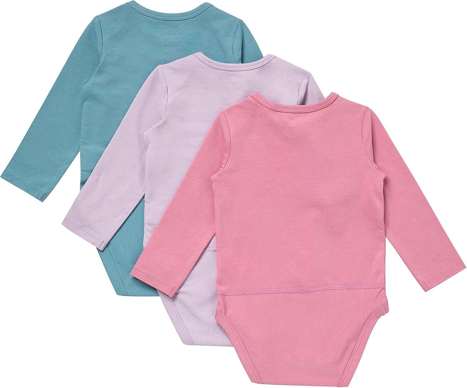 imageHanes Unisex Baby Pure Comfort Long Sleeve Bodysuits Infant Bodysuits Boys ampamp Girls 3packBlueRosePurple