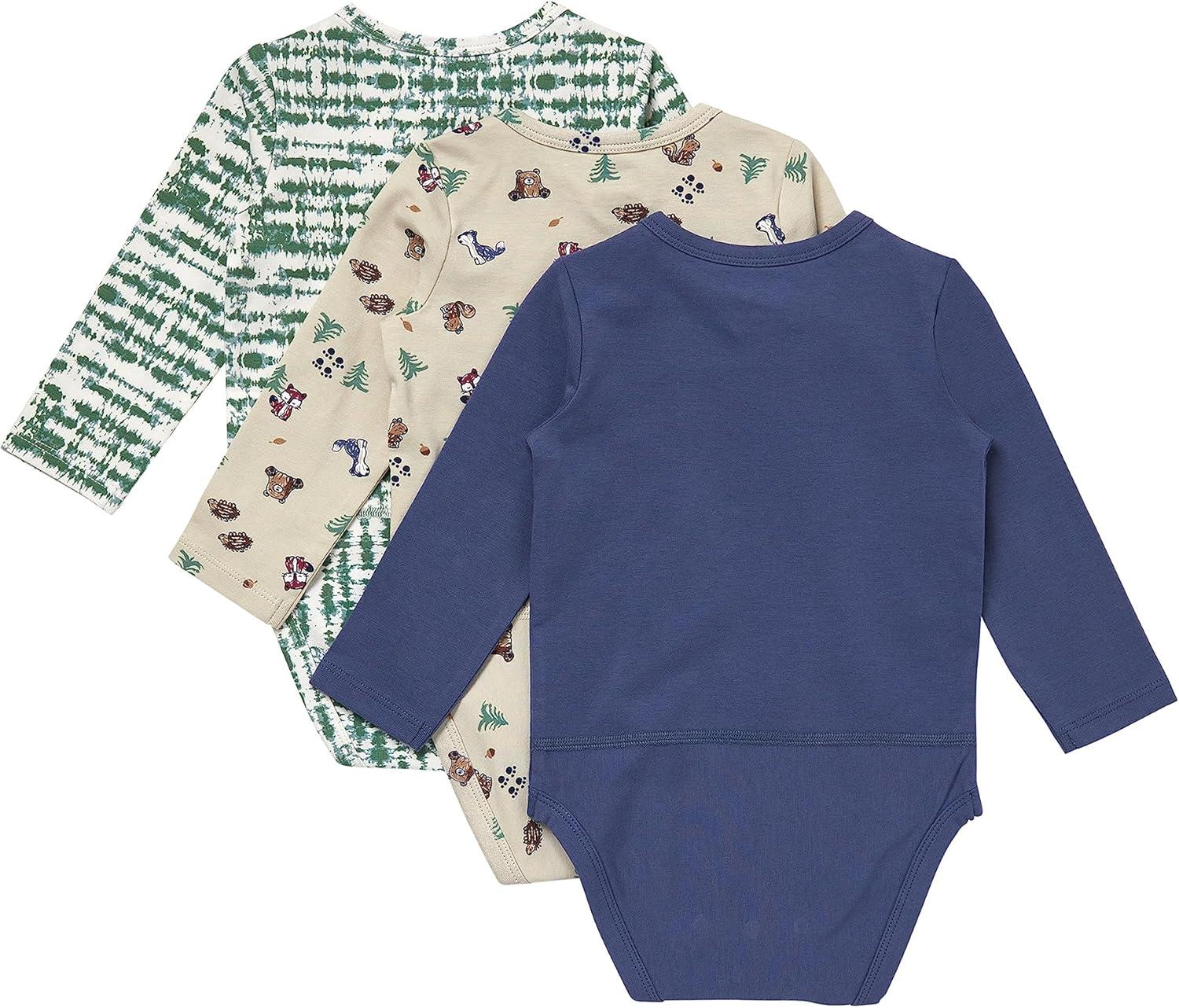 imageHanes Unisex Baby Pure Comfort Long Sleeve Bodysuits Infant Bodysuits Boys ampamp Girls 3packGreenBeigeBlue