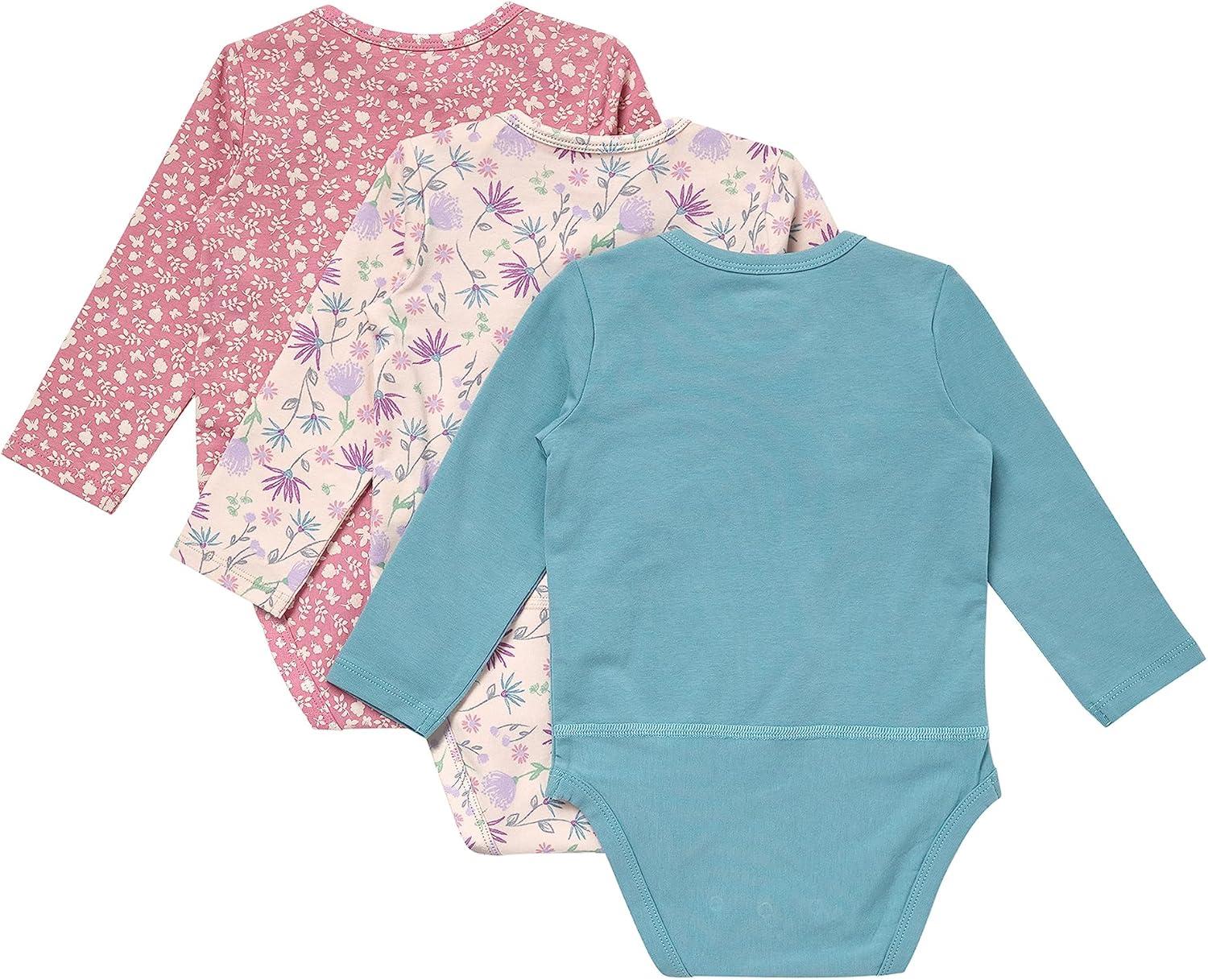 imageHanes Unisex Baby Pure Comfort Long Sleeve Bodysuits Infant Bodysuits Boys ampamp Girls 3packRoseBlushBlue