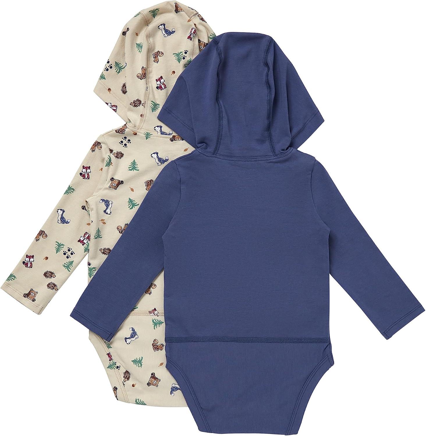 imageHanes babygirls Pure Comfort Long Sleeve Hoodie Bodysuits Infant Bodysuits Unisex 3packBlueGreen Assortment