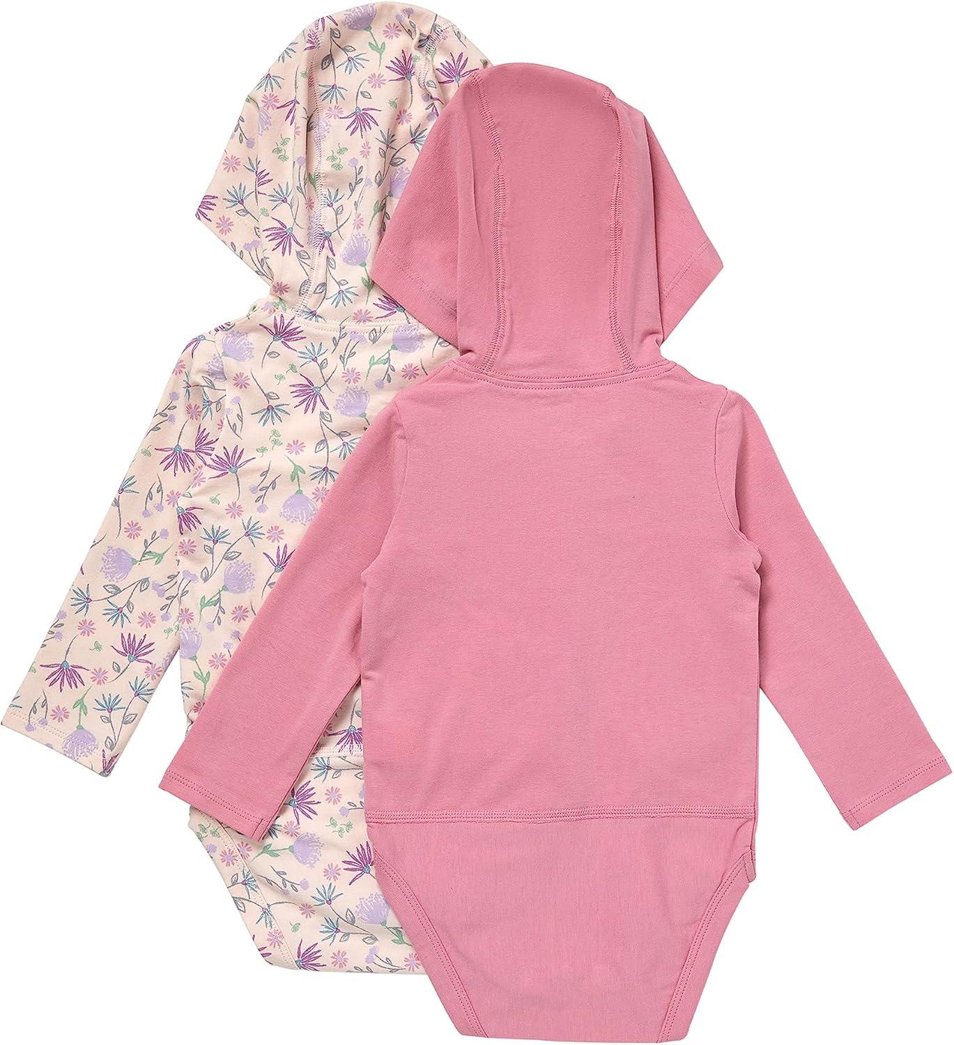 imageHanes babygirls Pure Comfort Long Sleeve Hoodie Bodysuits Infant Bodysuits Unisex 3packBlushRose