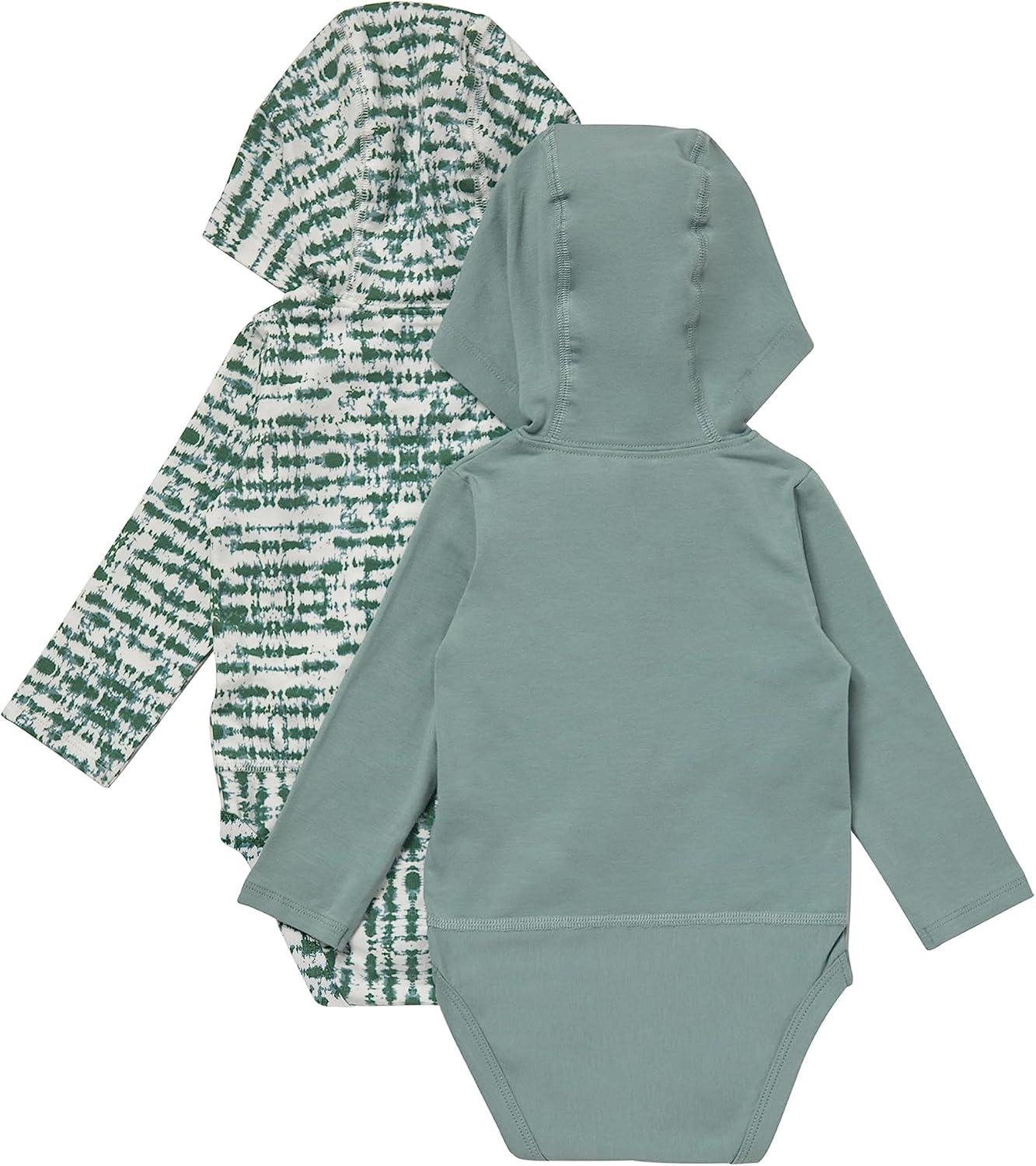 imageHanes babygirls Pure Comfort Long Sleeve Hoodie Bodysuits Infant Bodysuits Unisex 3packGreen