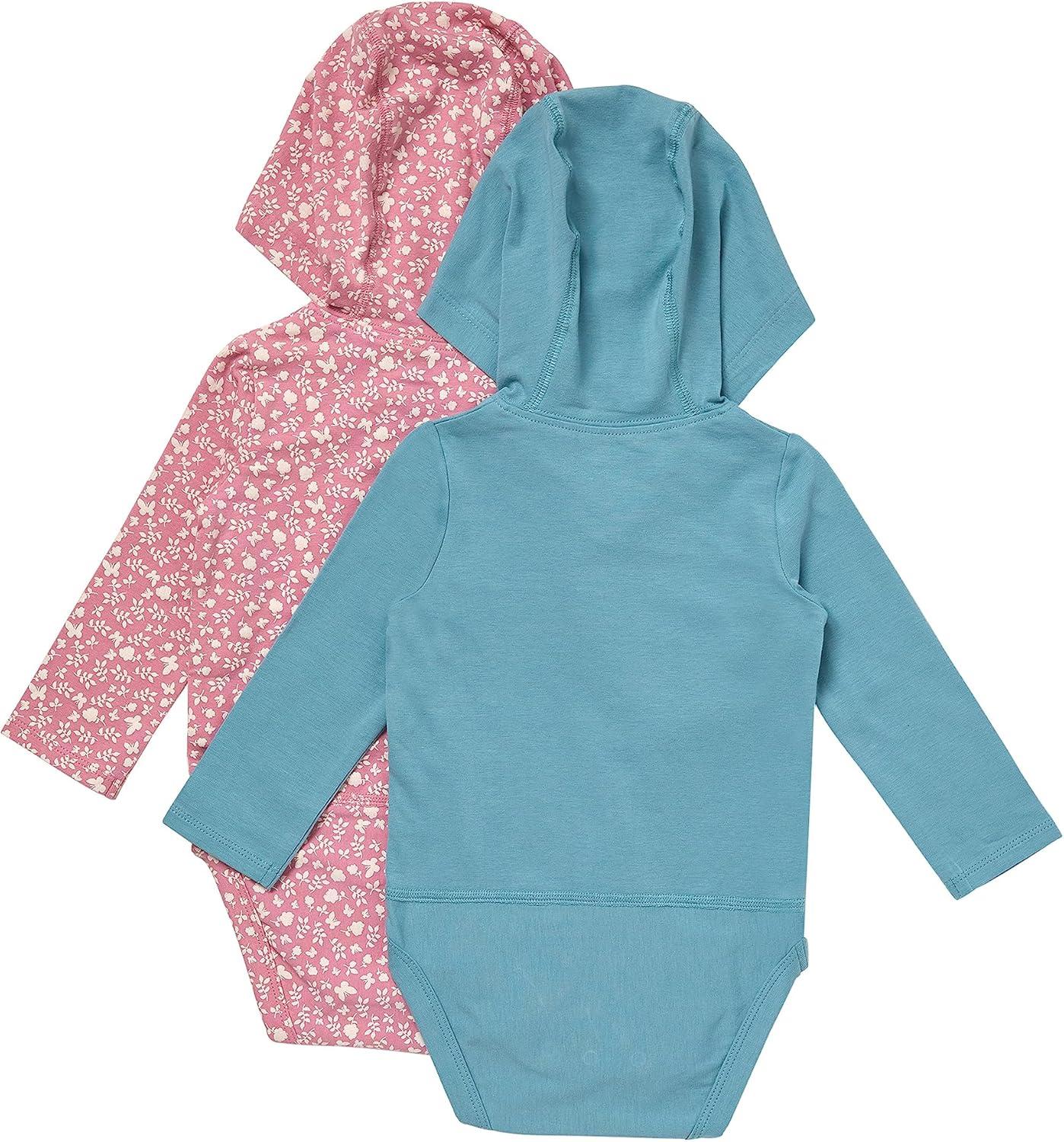 imageHanes babygirls Pure Comfort Long Sleeve Hoodie Bodysuits Infant Bodysuits Unisex 3packRoseBlue