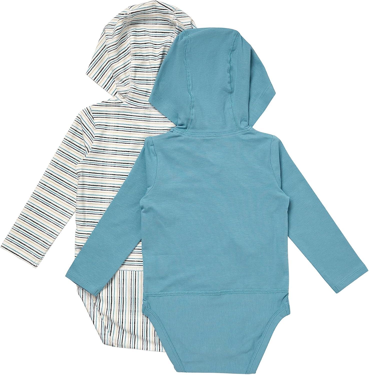 imageHanes babygirls Pure Comfort Long Sleeve Hoodie Bodysuits Infant Bodysuits Unisex 3packWhiteBlue