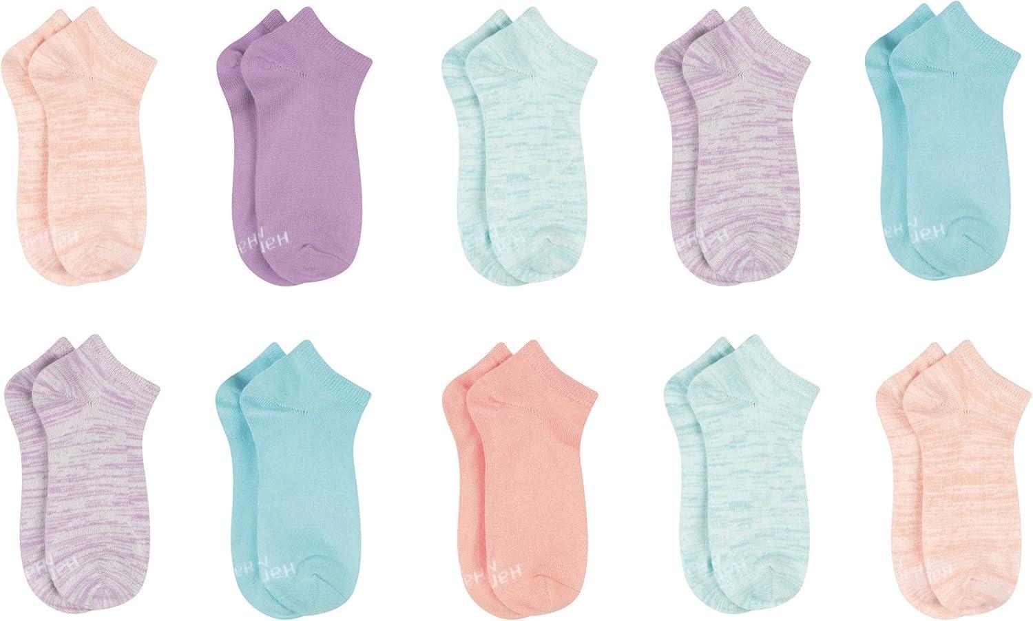 imageHanes girls Comfortsoft Ankle Socks Soft Stretch Socks for Girls Assorted 10pair PackNo Show PinkLavenderTeal 10 Pack
